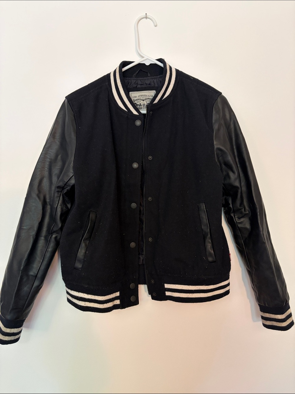 Levi's Black and White wool & faux leather jacket